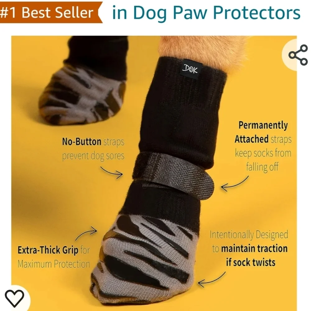 Non-Slip Dog‎ Socks for Hardwood Floors - Extra-Thick Grip paw protection SZ M